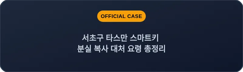 서초구 타스만 스마트키 분실 복사 대처 요령 총정리