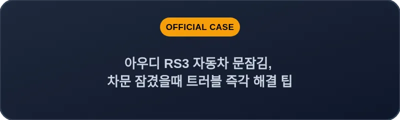 아우디 RS3 자동차 문잠김, 차문 잠겼을때 트러블 즉각 해결 팁