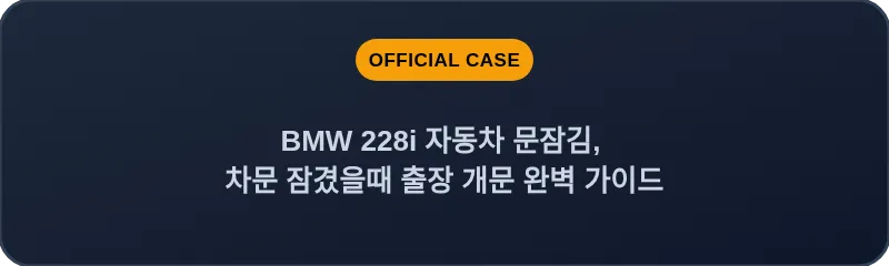 BMW 228i 자동차 문잠김, 차문 잠겼을때 출장 개문 완벽 가이드