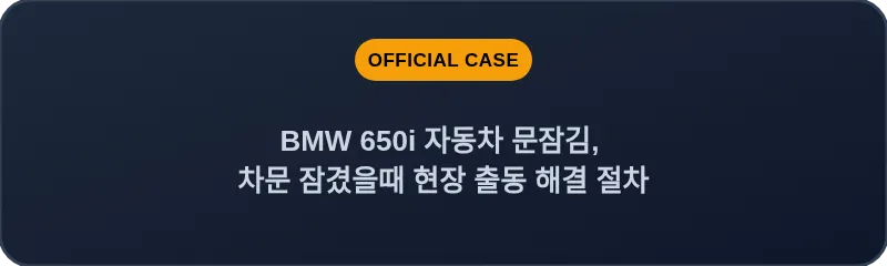 BMW 650i 자동차 문잠김, 차문 잠겼을때 현장 출동 해결 절차
