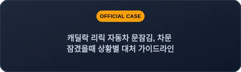 캐딜락 리릭 자동차 문잠김, 차문 잠겼을때 상황별 대처 가이드라인