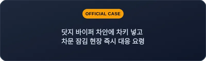 닷지 바이퍼 차안에 차키 넣고 차문 잠김 현장 즉시 대응 요령