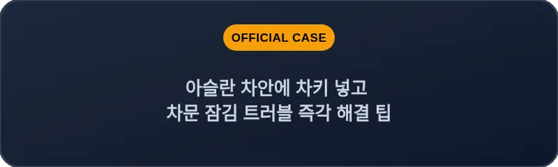 아슬란 차안에 차키 넣고 차문 잠김 트러블 즉각 해결 팁