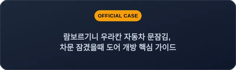 람보르기니 우라칸 자동차 문잠김, 차문 잠겼을때 도어 개방 핵심 가이드