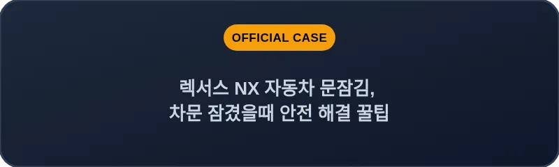 렉서스 NX 자동차 문잠김, 차문 잠겼을때 안전 해결 꿀팁